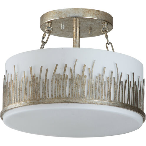 Sawgrass 3 Light Silver Bath/Flush Mounts Ceiling Light in Silver Leaf with Antique